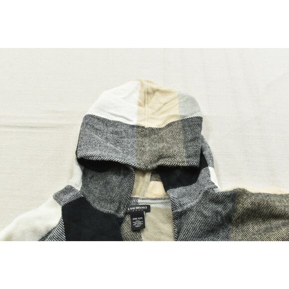 Lane Bryant Women's Plus Size One Size Plaid Hooded Poncho Cape Sweater - Picture 8 of 8